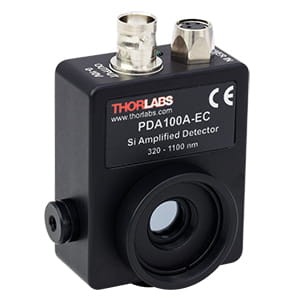 PDA100A-EC - Si Switchable Gain Detector, 320-1100 nm, 2.4 MHz BW, 100 mm2, 230 VAC - Thorlabs