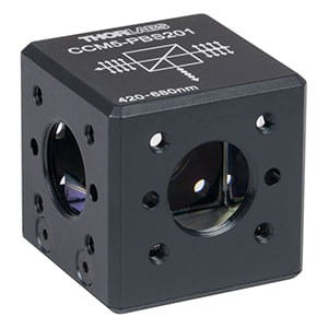 CCM5-PBS201 - 16 mm Cage-Cube-Mounted Polarizing Beamsplitter Cube, 420-680 nm, 8-32 Tap - Thorlabs
