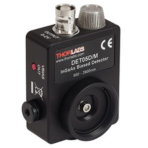 DET05D/M - InGaAs Detector, 800-2600 nm, 17 ns Rise Time, 0.2 mm2, M4 Taps - Thorlabs