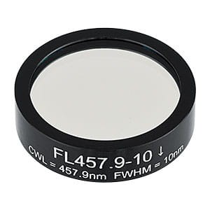 FL457.9-10 - Ø1" Laser Line Filter, CWL = 457.9 ± 2 nm, FWHM = 10 ± 2 nm - Thorlabs 