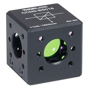 CCM5-BS018 - 16 mm Cage Cube-Mounted Non-Polarizing Beamsplitter, 1100 - 1600 nm, 8-32 Tap - Thorlabs