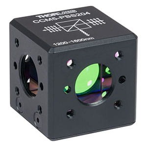 CCM5-PBS204 - 16 mm Cage-Cube-Mounted Polarizing Beamsplitter Cube, 1200-1600 nm, 8-32 Tap - Thorlabs
